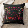 I LOVE YOU Red Heart Gold Black Marriage Proposal Throw Pillow