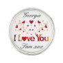 I LOVE YOU Red Heart Gold Ribbon Valentine Wedding Lapel Pin