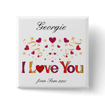 I LOVE YOU Red Heart Gold Ribbon Vintage Valentine
