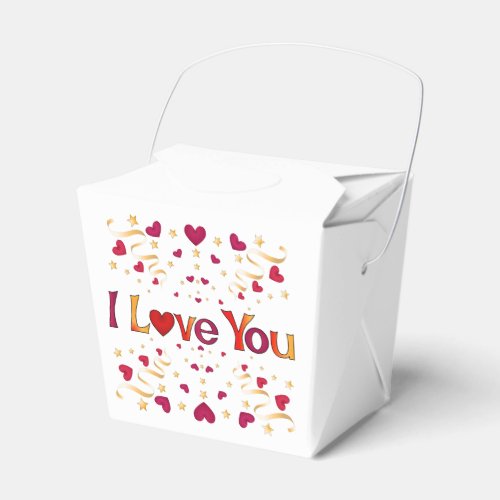 I LOVE YOU Red Heart Gold Ribbon Vintage Valentine Favor Boxes