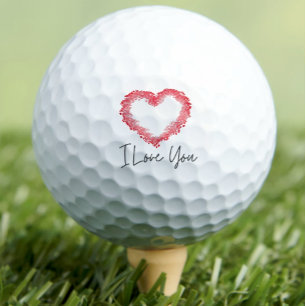 I love you red heart golf balls