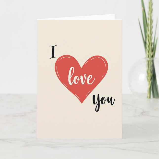 I Love You Red Heart Kraft Card (Front)