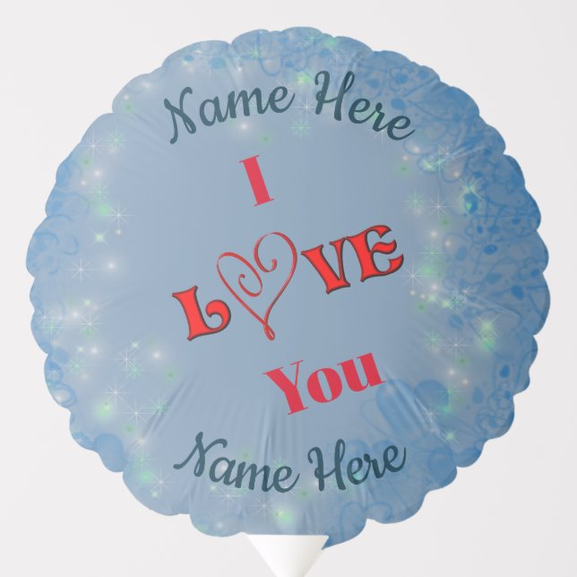 I Love You Red Heart Personalized Balloon (Front)