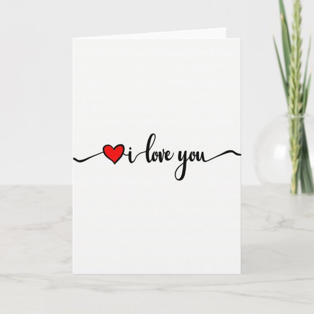 I Love You Red Heart Script Card (Front)