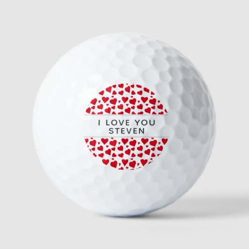 I Love You Red Heart Valentine Personalized  Golf Balls