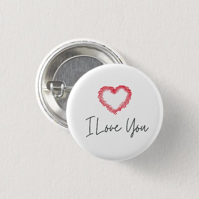 I love you red heart Valentine's Day button (Front & Back)