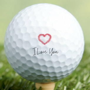I Love You Red Heart Valentines Day For Wife Golf Balls
