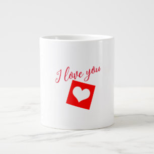 I love you red hearts giant coffee mug