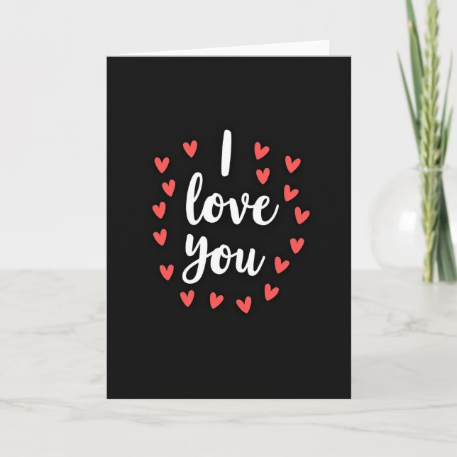 I Love You Red Hearts Matte Card For Her (Front)