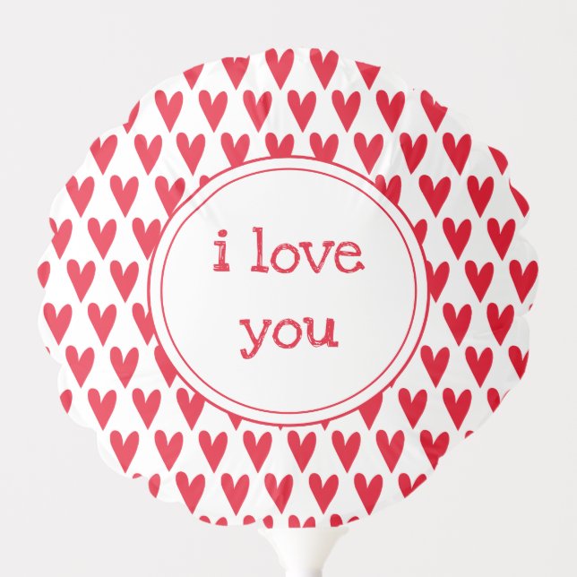 I Love You - Red Hearts Patterns Valentine's Day Balloon (Front)