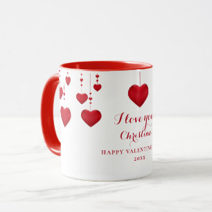 I Love You Red Hearts Personalized Valentine's Day Mug