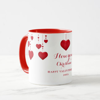 I Love You Red Hearts Personalized Valentine's Day Mug