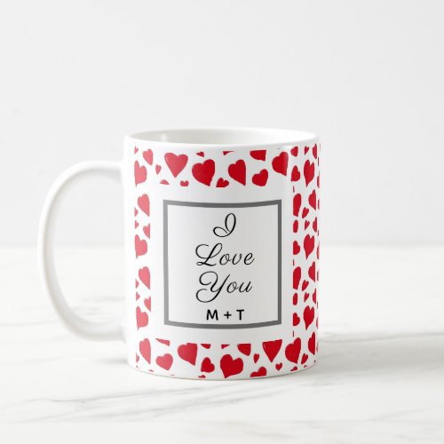 I Love You Red Hearts Valentines Day Personalized Coffee Mug