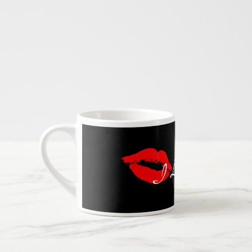 I Love you Red Lips Kiss Espresso Coffee Mug Cup