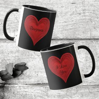 I Love You Red Minimalist Heart Black Name A.I.