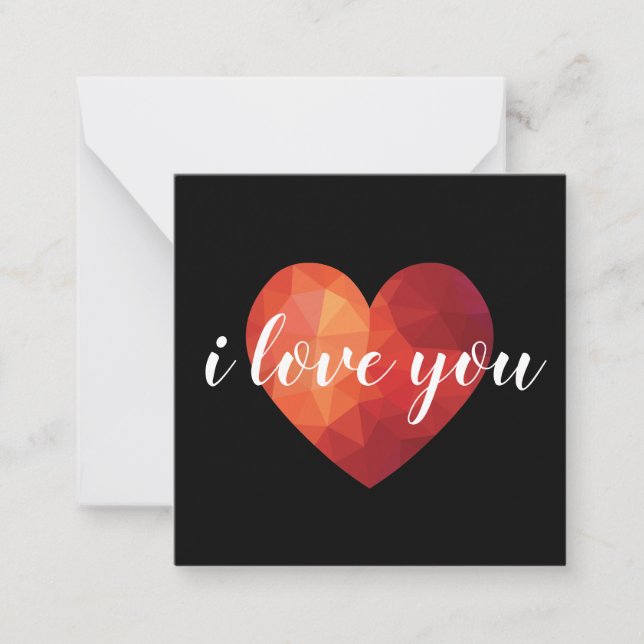 I love you red mosaic heart, love art note card (Front)