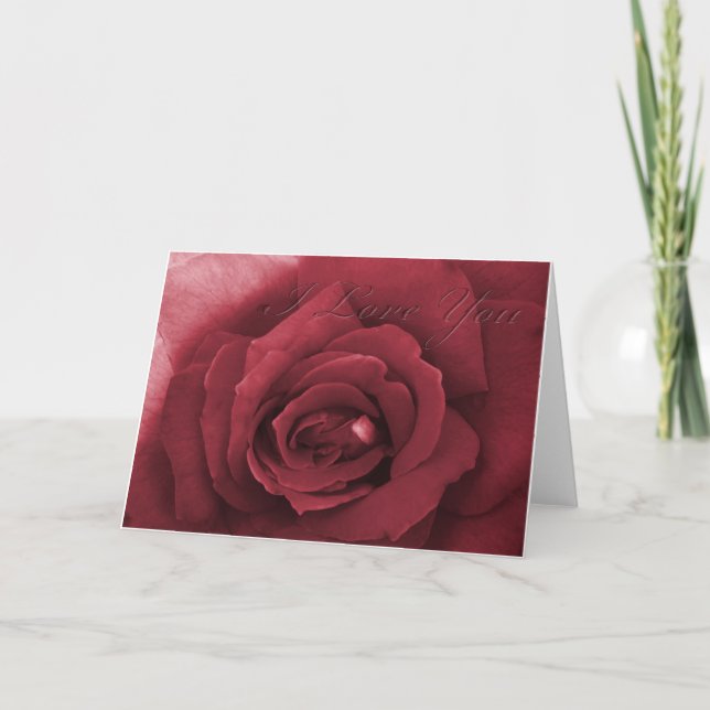 I love you  red rose card (Front)