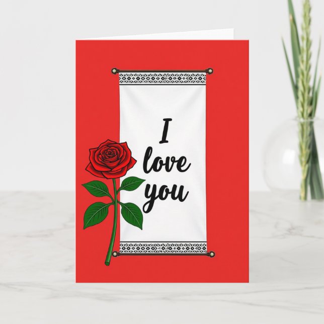 I Love You Red Rose Card (Front)