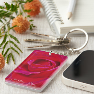 I Love You Red Rose Keychain