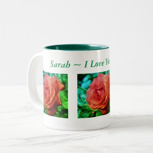 I Love You Red Rose Personalized Two_Tone Coffee Mug
