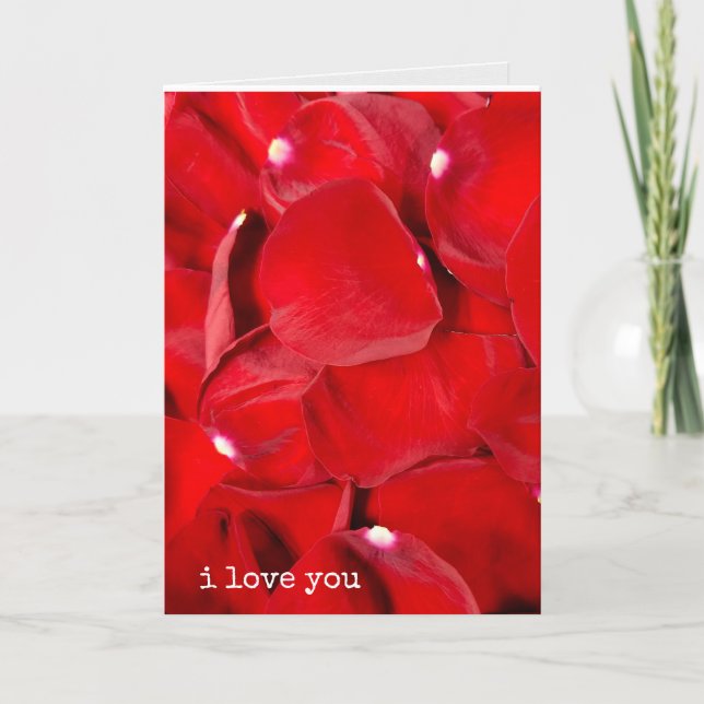 i love you red rose petals card (Front)