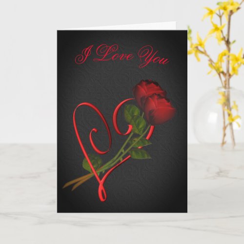 I Love You Red Roses Heart Card