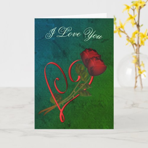 I Love You Red Roses Heart Personalized Card