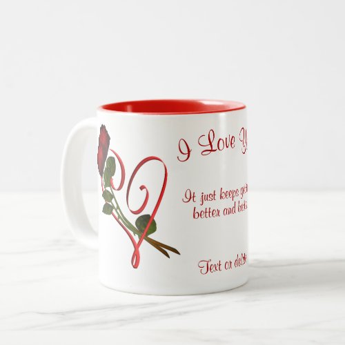 I Love You Red Roses Heart Personalized Two_Tone Coffee Mug
