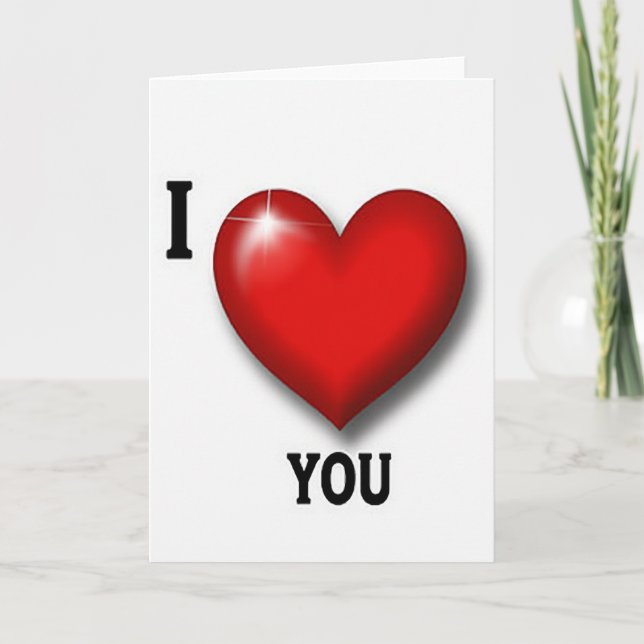 I Love You Red Shiny Heart Card (Front)