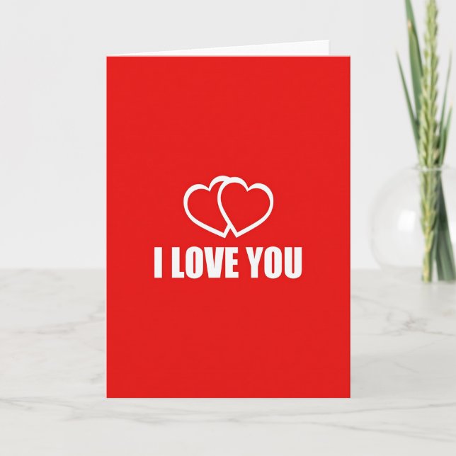 I Love You Red Smooth Hearts Card (Front)