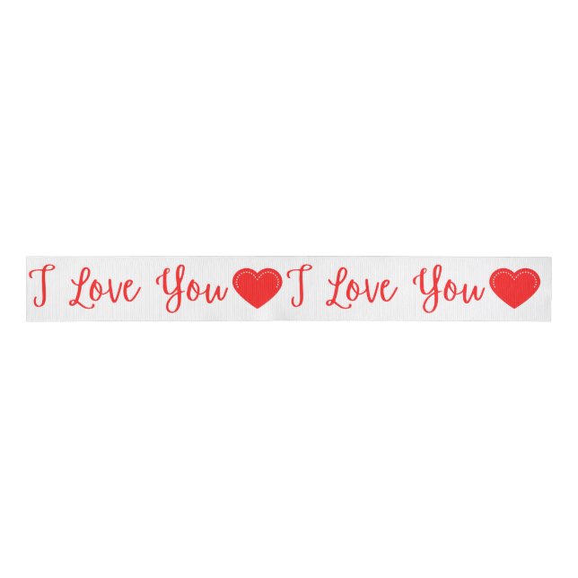 I Love You Red Valentine's Grosgrain Ribbon (Front)