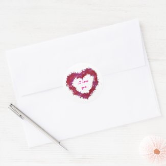 I love you, red wispy heart stickers