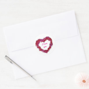 I love you, red wispy heart stickers