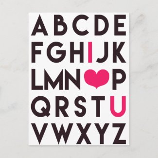 I LOVE YOU - Romantic Alphabet Postcard