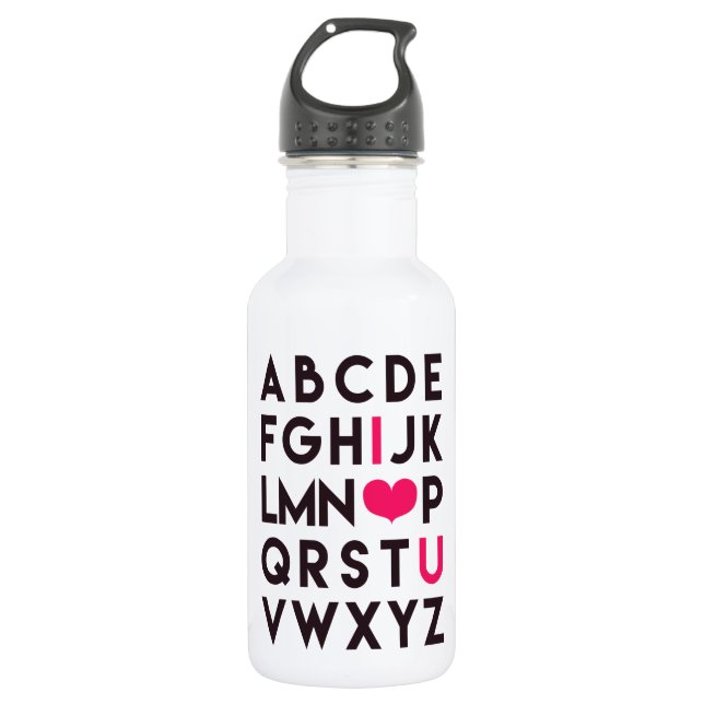 I LOVE YOU - Romantic Alphabet Water Bottle (Front)