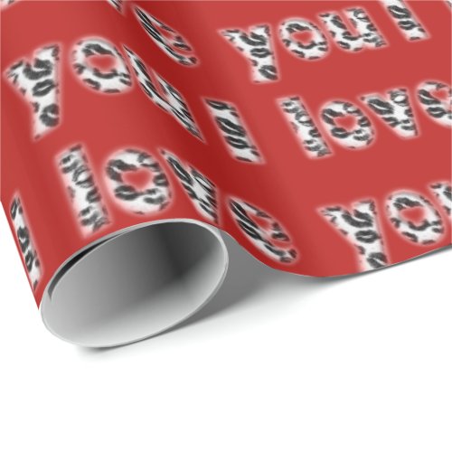 I Love You Romantic Black Lipstick Kiss Typography Wrapping Paper