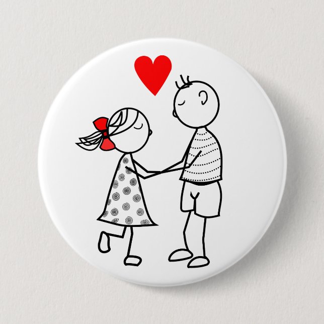 I Love You - Romantic Cute Couple - Painting Button (Front)