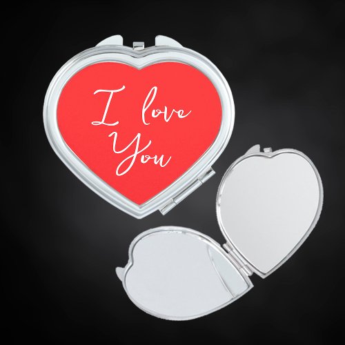 I Love You Romantic Valentines Day Red Compact Mirror