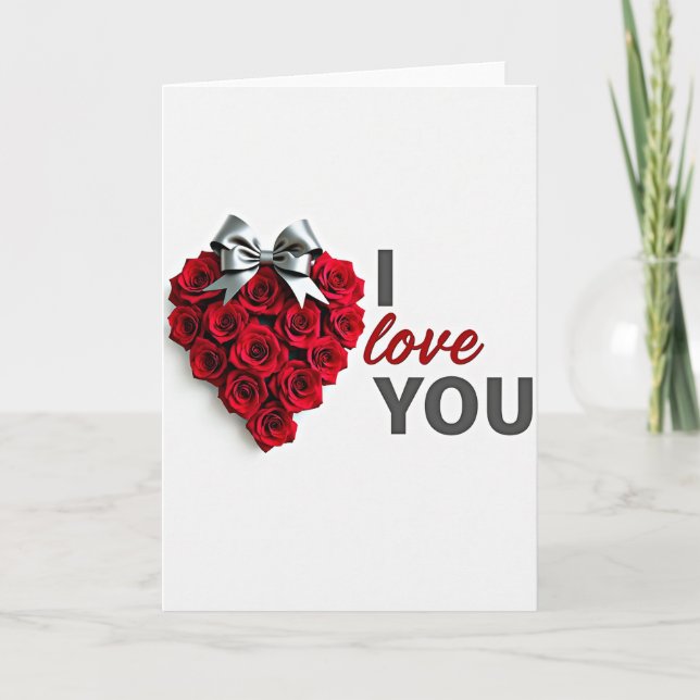 I Love You Rose Heart Card (Front)
