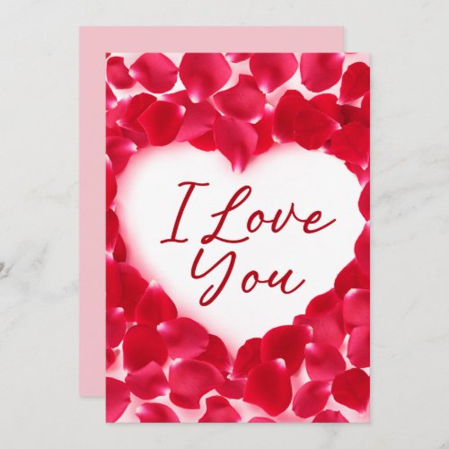 I Love You Rose Heart Petals Valentines  Day Card