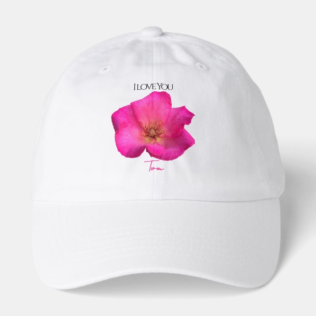 I Love You - Rose -Valentines Personalized   Hat (Front)