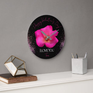 I Love You - Rose -Valentines Personalized Trendy Large Clock