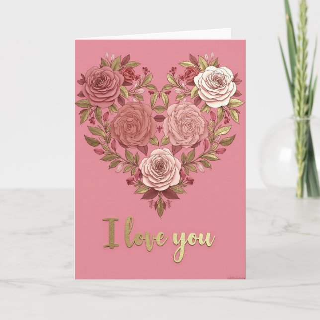 I Love You Roses Heart Card (Front)