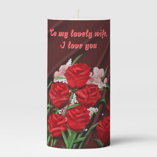 I Love You, Roses Pillar Candle (Front)