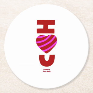 I Love You Round Paper Coaster