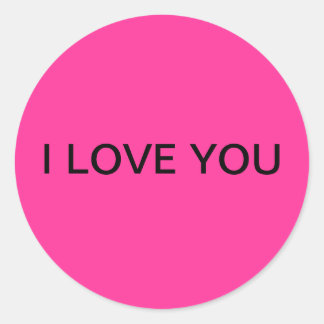 "I LOVE YOU" Round Pink Sticker