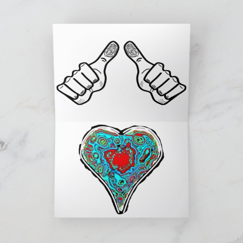 I Love You said w hand gestures  colorful heart Holiday Card