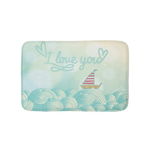 I Love You Sailboat Bathroom Mat