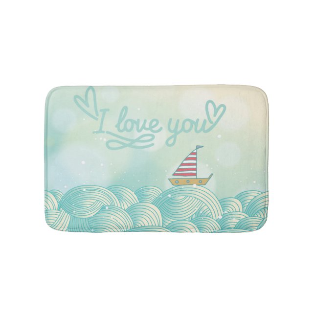 I Love You Sailboat Bathroom Mat (Front)
