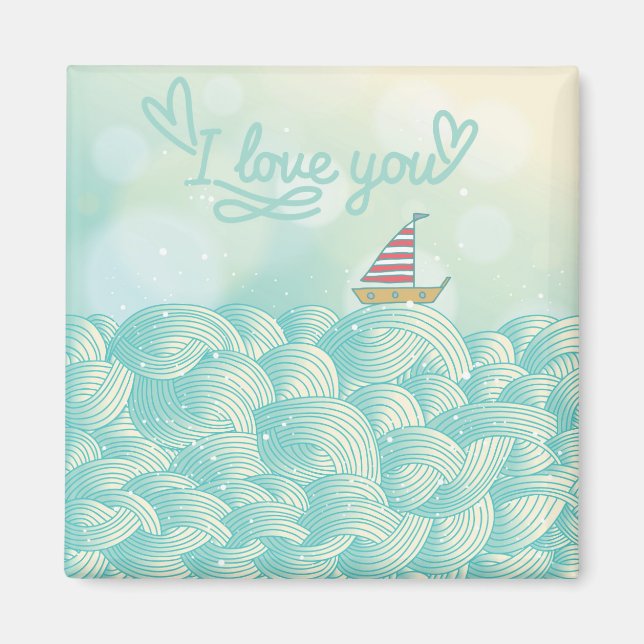 I Love You Sailboat Magnet (Front)